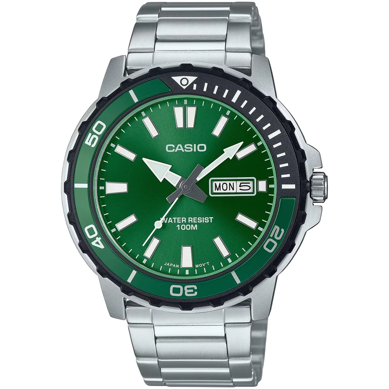 Montre Casio Homme MTD-125D-3A Quartz Analogique Argent Vert