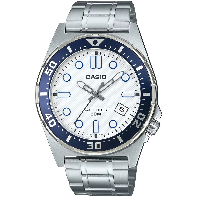 Montre Casio Homme MTD-135D-7A Quartz Analogique Argent Blanc