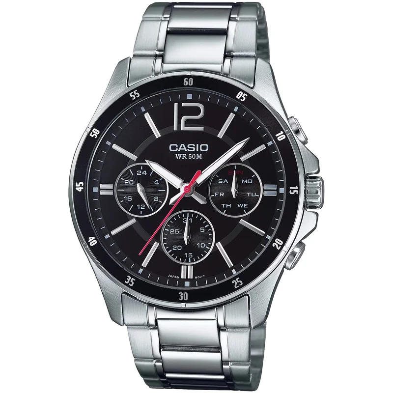 Montre Casio Homme MTP-1374D-1A Quartz Analogique Argent Noir