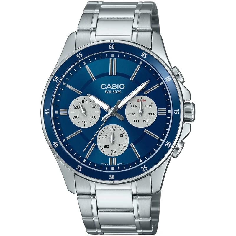 Montre Casio Homme MTP-1374D-2A3 Quartz Analogique Argent Bleu