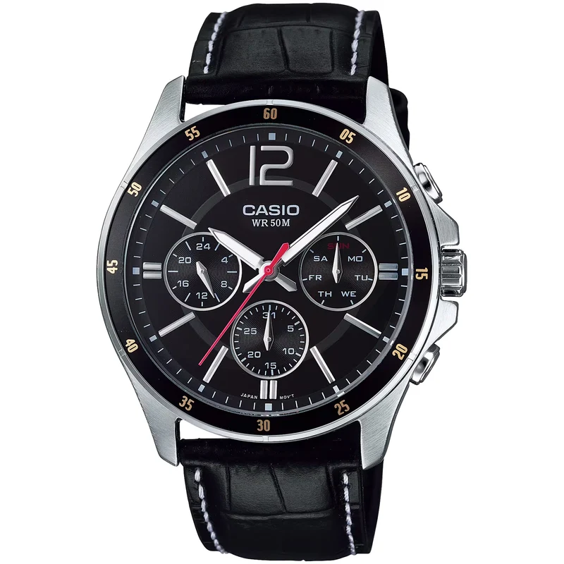 Montre Casio Homme MTP-1374L-1A Quartz Analogique Argent Noir