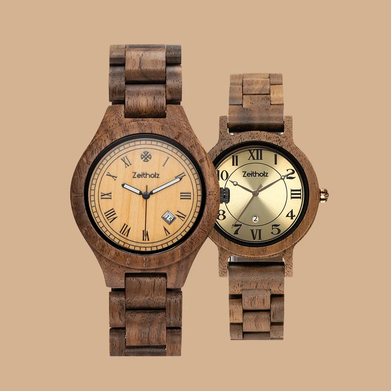 Zittau walnut wood 44mm & Wolkenstein walnut wood 36mm for couples
