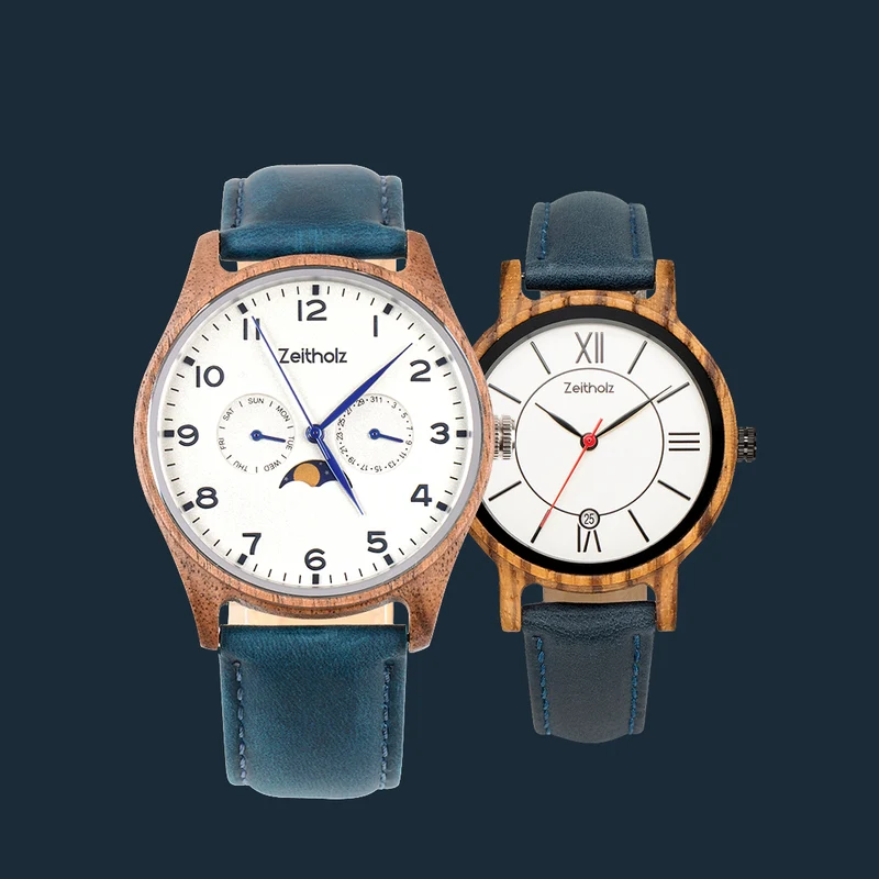 Klitten White 42mm & Rosenbach Zebrano 36mm for couples