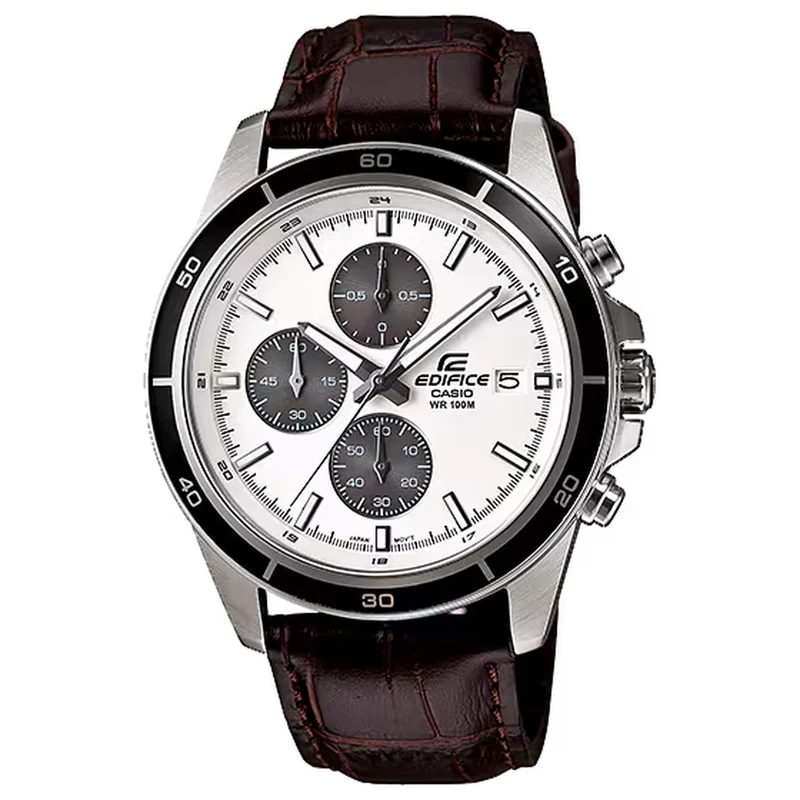 Montre Casio Edifice EFR-526L-7A Homme Blanc Cuir Marron