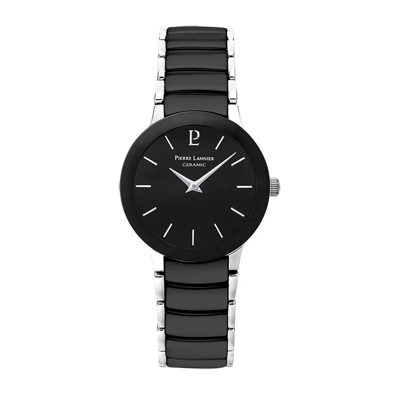 Pierre Lannier - Montre Céramique Cadran Noir Bracelet Acier