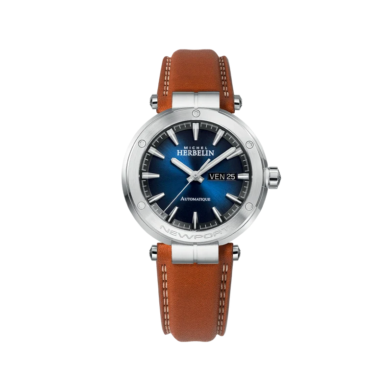 Michel Herbelin - Montre Newport Automatique Cuir fond Bleu