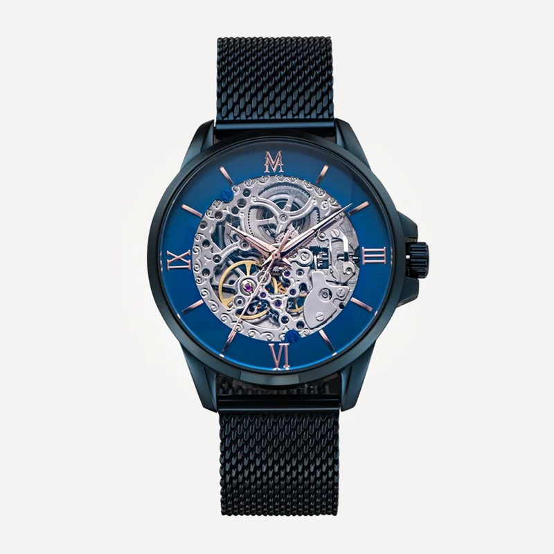 Montignac - Montre En Acier Milanais Bleu Automatique