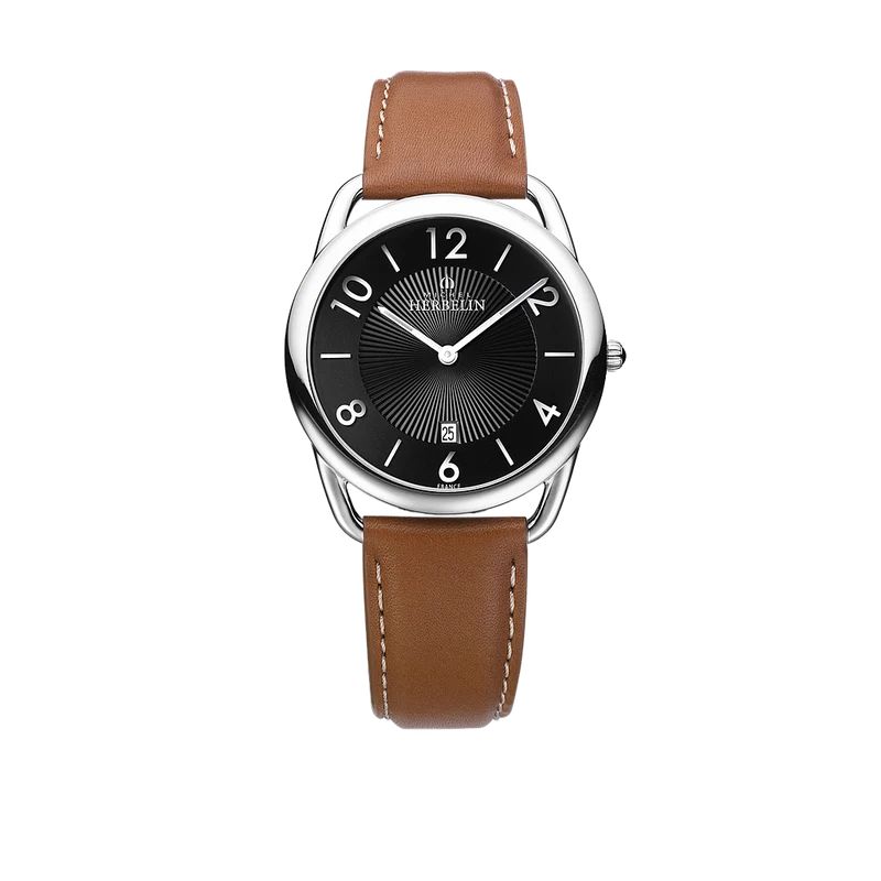 Michel Herbelin - Montre Equinoxe Cuir Marron Cadran Noir