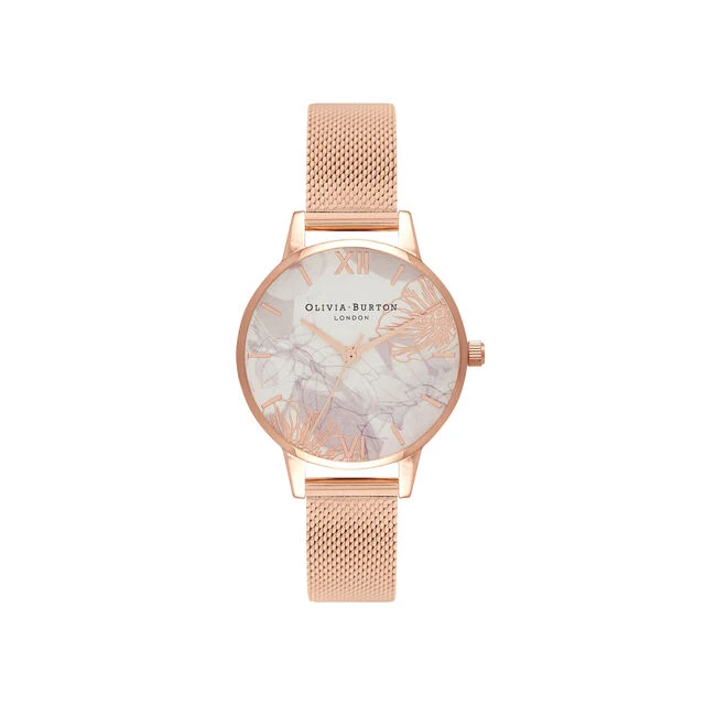 Olivia Burton - Montre Florale Rose Gold Maille Milanaise