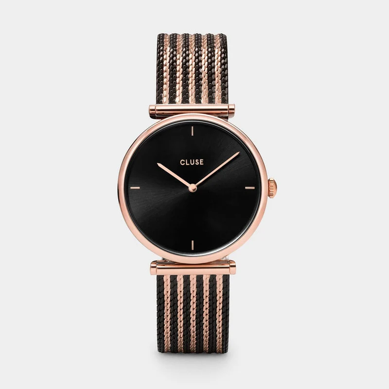 Cluse - Montre La Triomphe Mesh Bicolore Noire Rose Gold