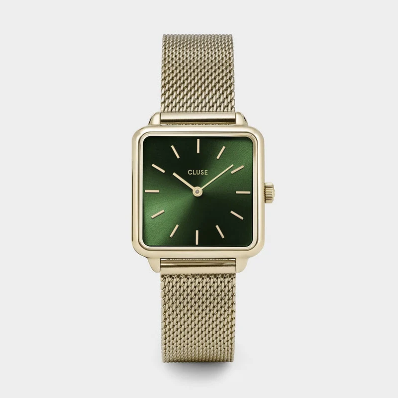 Cluse - Montre La Tétragone Dorée Fond Vert