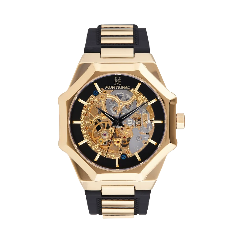 Montignac - Montre Automatique Octagon Silicone Noir
