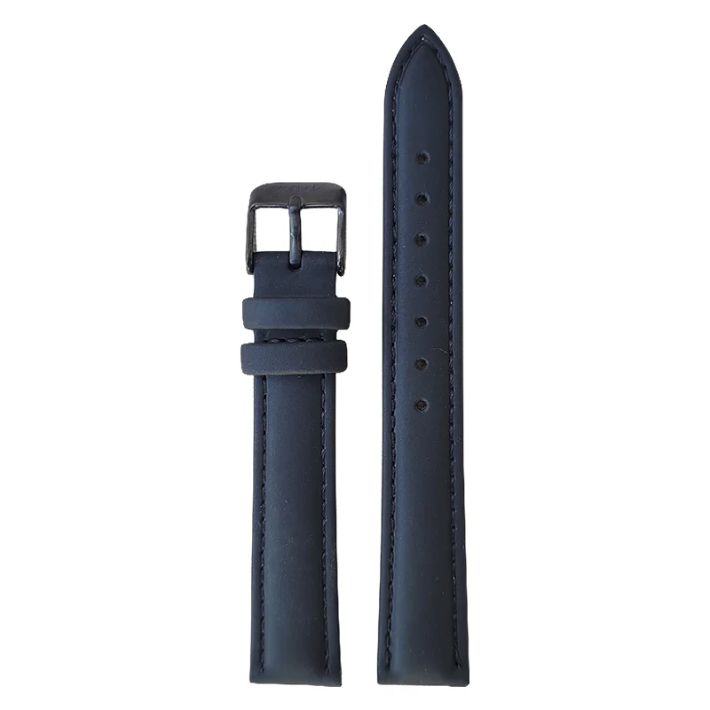 Women's black leather strap, 16mm