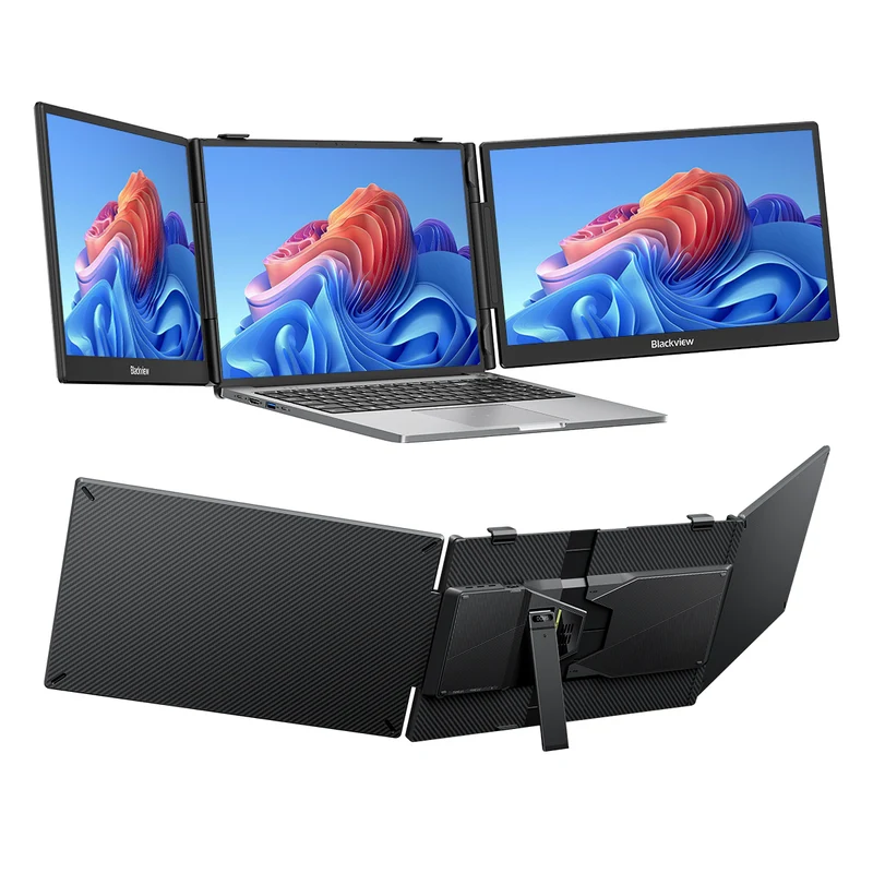 Blackview DCM5 – Double Moniteur Portable 14" Full HD | Extension d'Écran USB-C avec Haut-Parleurs Intégrés