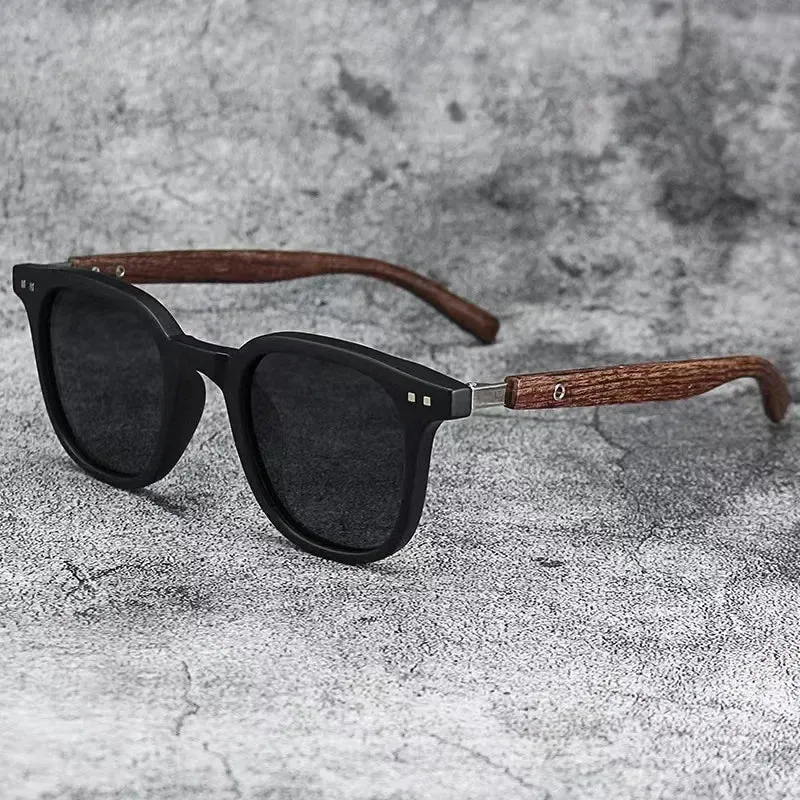 Lunettes de soleil rétro à la mode en grain de bois pour femmes et hommes Nouvelles lunettes de soleil à monture carrée Protection UV Lunettes de cyclisme Rue extérieure