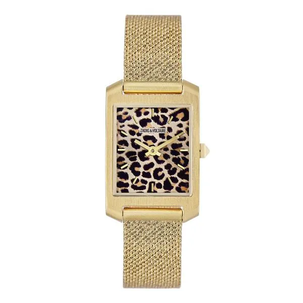 Zadig & Voltaire- Montre Femme Timeline "Leopard" "Maille Milanaise"