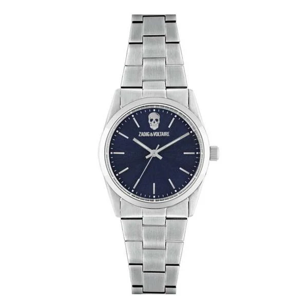 Zadig & Voltaire- Montre Femme Fusion Tête de Mort Bleu