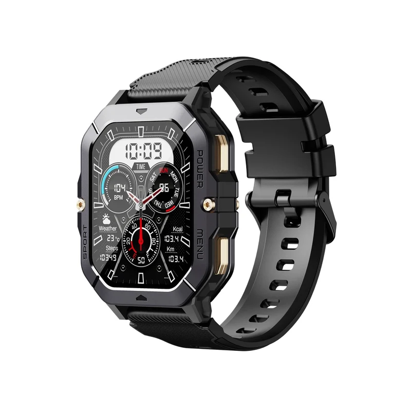 Oukitel BT101 - Montre Connectée Militaire, Écran HD 2.03", Pression, Oxygène, Cardio, Étanche, Fitness, iOS/Android