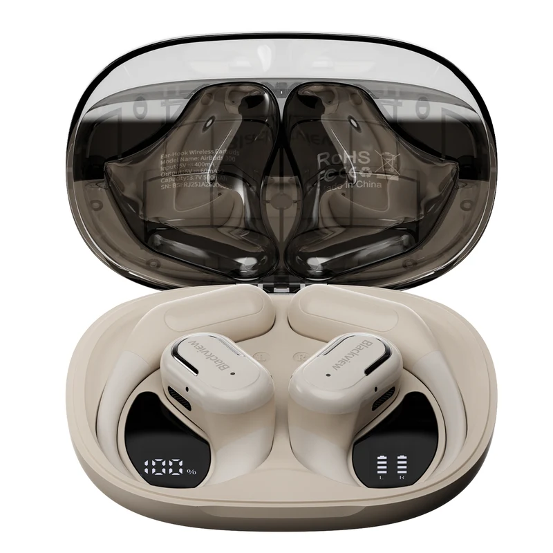 Blackview AirBuds 300 – Écouteurs Intra-Auriculaire OWS à Oreille Ouverte – IPX5 Étanchéité – Affichage Numérique Batterie – Micro ENC Réduction de Bruit – Bluetooth 6.0