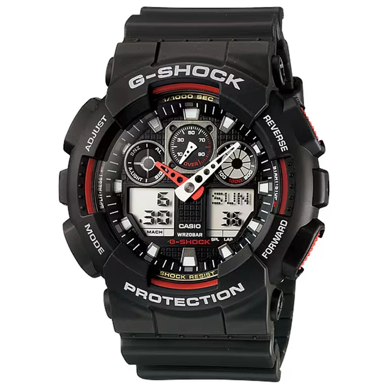 Montre Casio G-Shock GA-100-1A4 Homme Noir Rouge