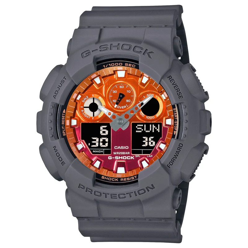 Montre Casio G-Shock GA-100FL-8A Homme Gris Orange