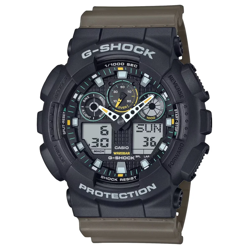 Montre Casio G-Shock GA-100TU-1A3 Homme Noir Vert