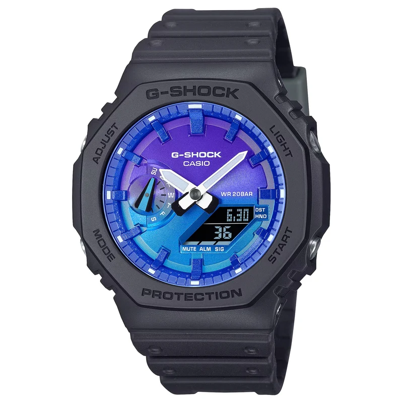 Montre Casio G-Shock GA-2100FL-1A Homme Noir Violet Bleu