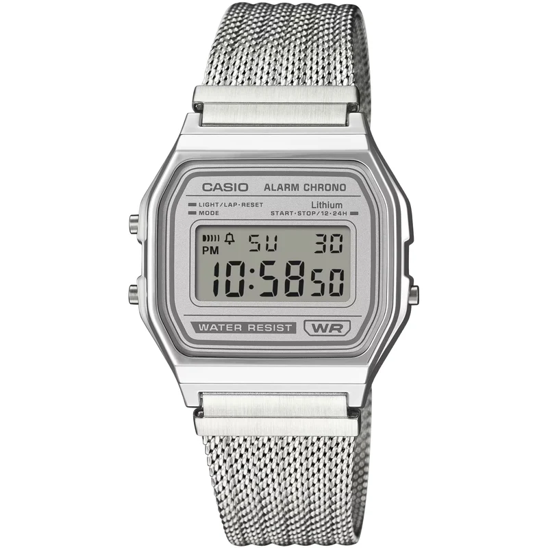 Montre Casio Mixte Vintage Retro A158WEM-7 Digitale Argenté