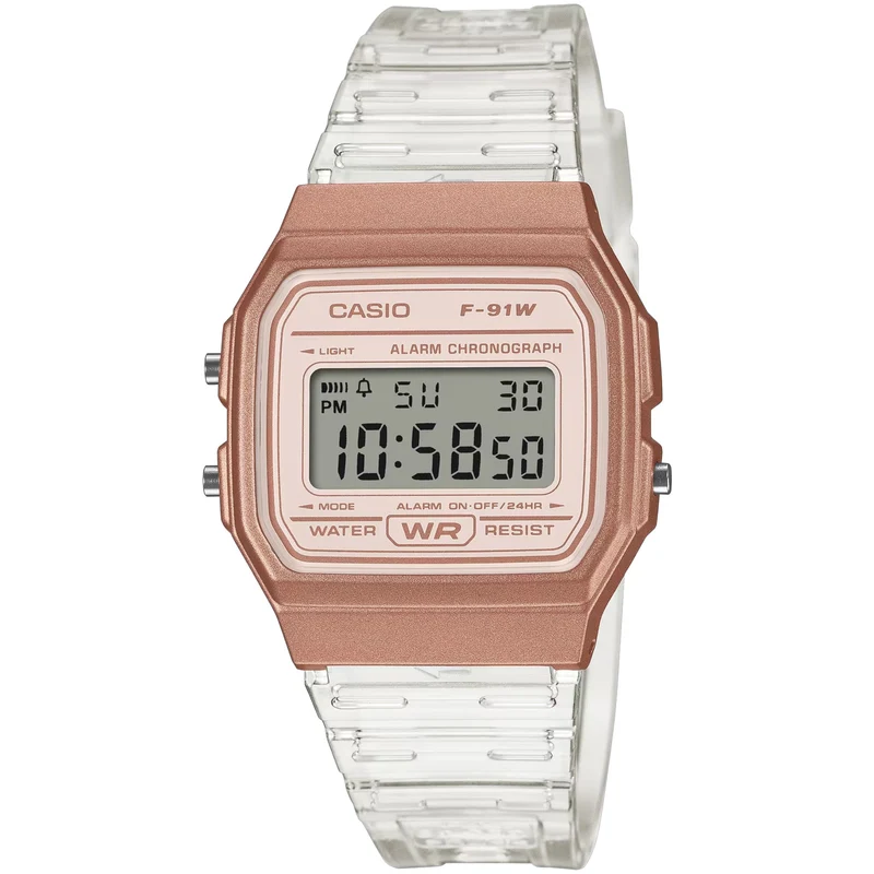 Montre Casio Mixte F-91WS-7A3 Quartz Digitale Blanc Or Rose