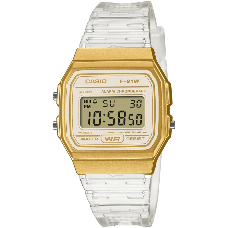Montre Casio Mixte F-91WS-7A2 Quartz Digitale Blanc Doré