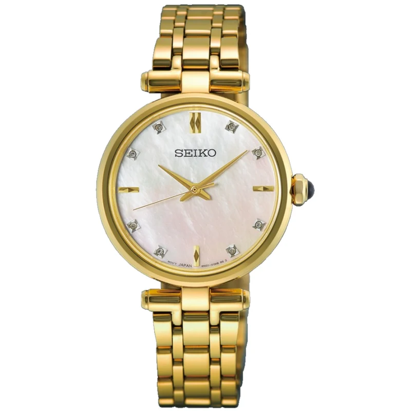 Montre Seiko Classique Ronde Femme HGH008P1 Diamants Nacre Doré
