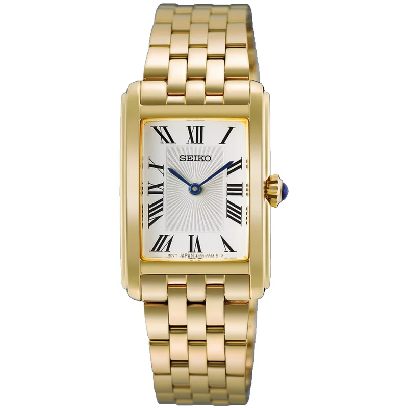 Montre Seiko Classique Rectangulaire Femme HGG001P1 Doré Chiffres Romains