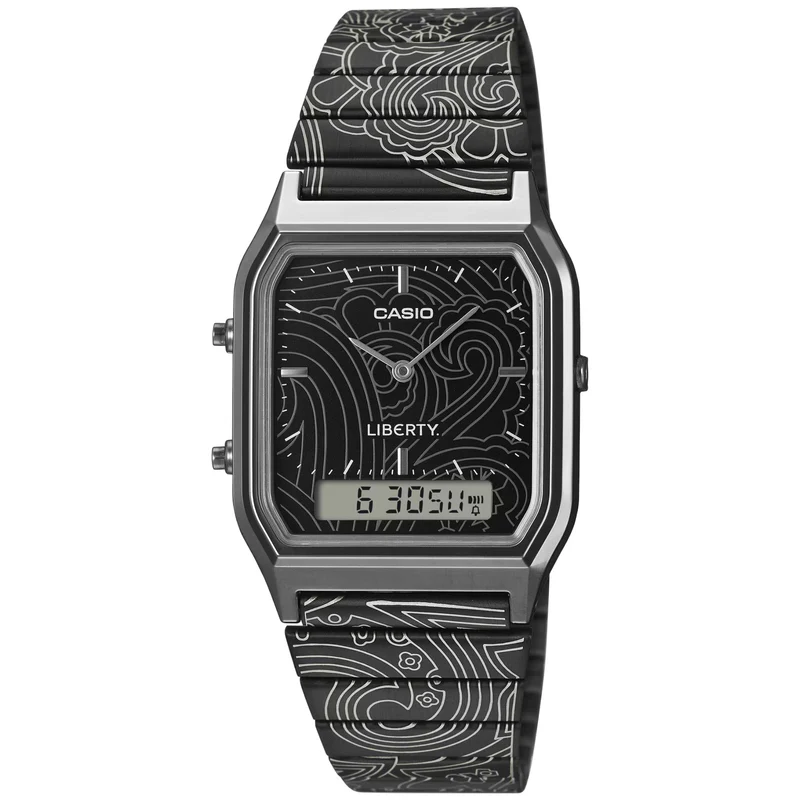 Montre Casio Vintage Mixte AQ-230EBLT-1A Noir Édition Limitée Liberty London
