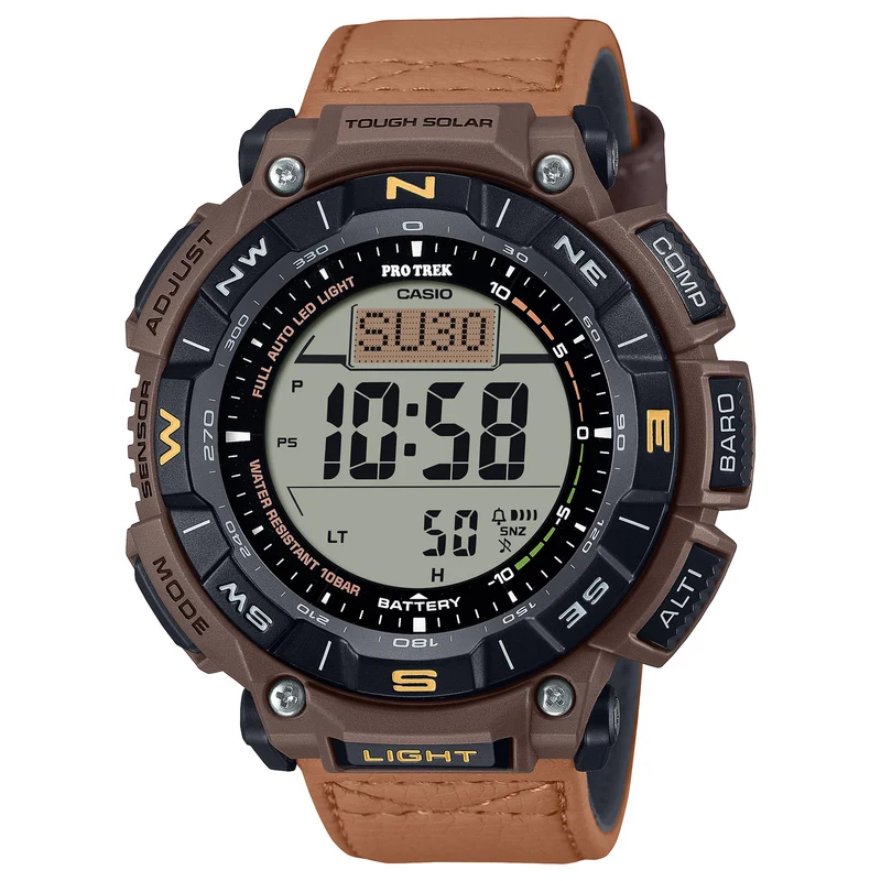 Montre Casio Pro Trek PRG-340L-5 Homme Marron Cuir