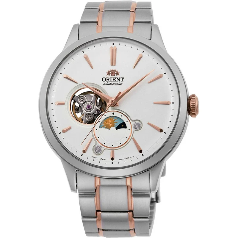 Montre Orient Classique RA-AS0101S30B Cœur ouvert Sun&Moon Blanc Automatique