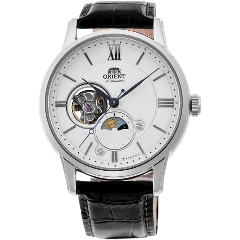 Montre Orient Classique RA-AS0011S30B Cœur ouvert Sun&Moon Blanc Automatique