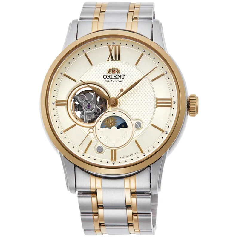 Montre Orient Contemporary RA-AS0007S30B Cœur ouvert Sun&Moon Ivoire Automatique