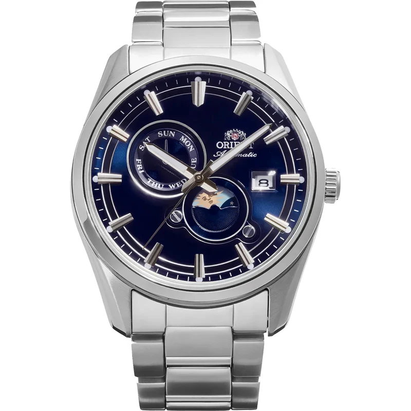Montre Orient Stretto RA-AK0315L30B Sun & Moon Bleu Automatique