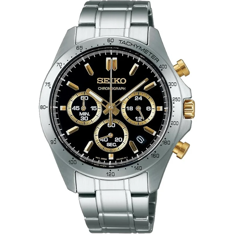 Montre Seiko JDM Homme Quartz SBTR015 Spirit Chronographe Noir Doré