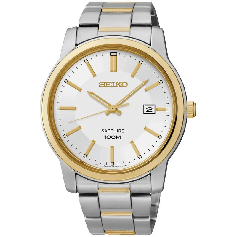 Montre Seiko Quartz Homme SGEH06P1 Sapphir Doré Blanc