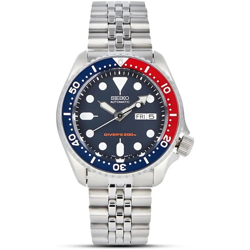 Montre Seiko Automatique Homme Divers SKX009K2 Bleu Rouge Bracelet Jubilee