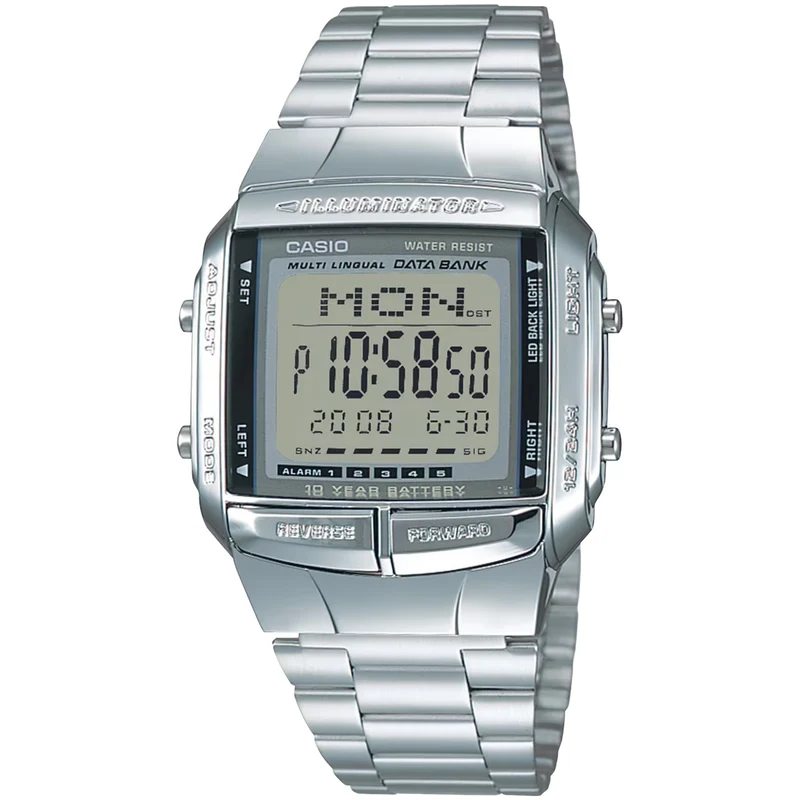 Montre Casio Homme Vintage DB-360-1A Quartz Digitale Argent