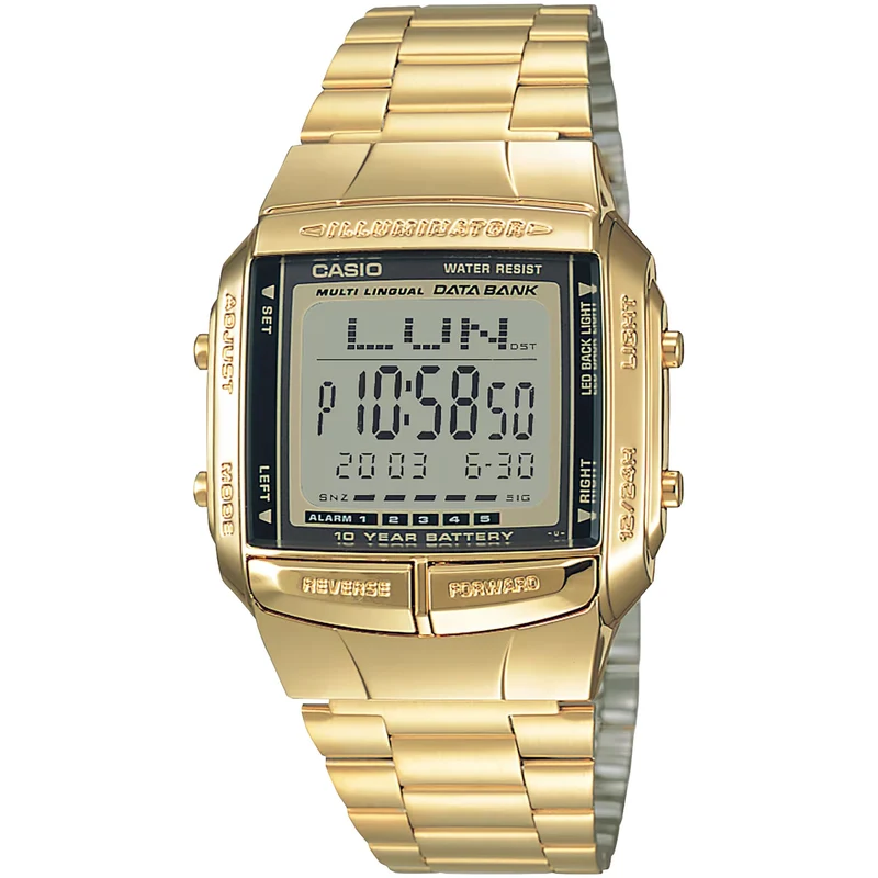 Montre Casio Homme Vintage DB-360G-9A Quartz Digitale Doré Noir