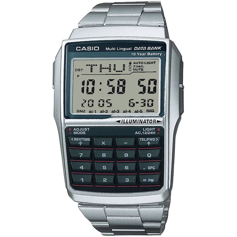 Montre Casio Homme Vintage DBC-32D-1A Quartz Digitale Argent Noir