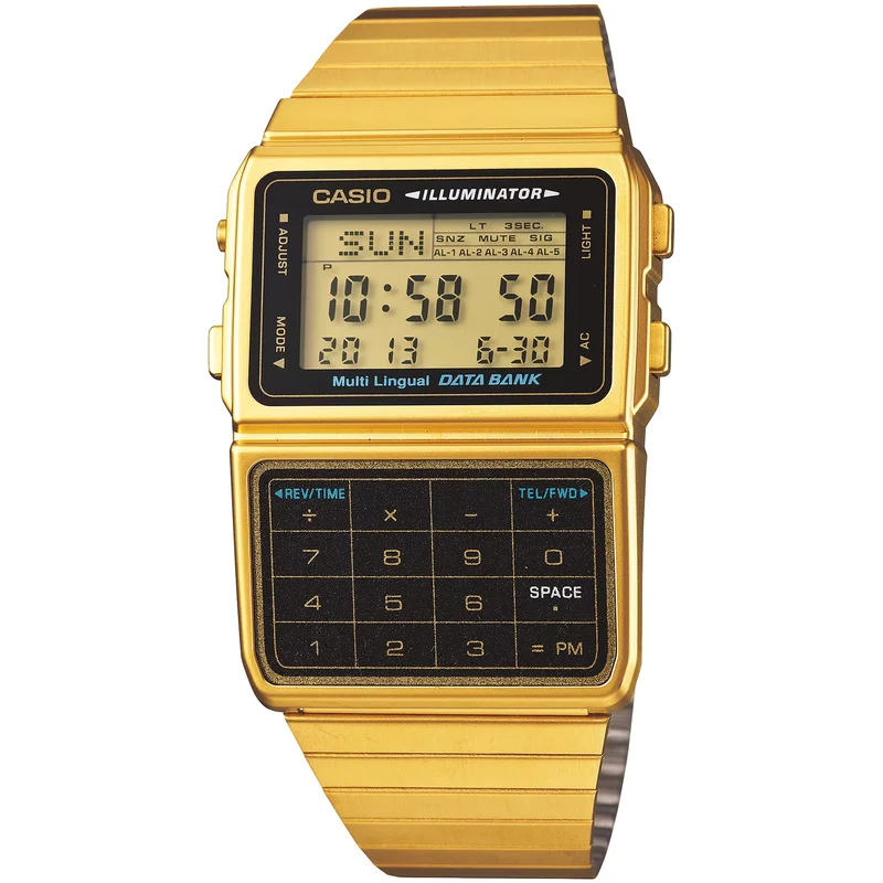 Montre Casio Homme Vintage DBC-611G-1D Quartz Digitale Doré Noir