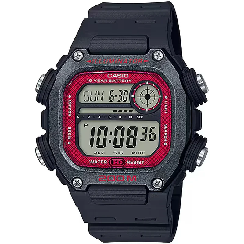Montre Casio Homme DW-291H-1B Quartz Digitale Noir Rouge