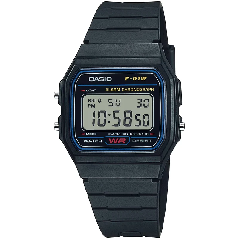Montre Casio Mixte F-91W-1 Quartz Digitale Noir Bleu