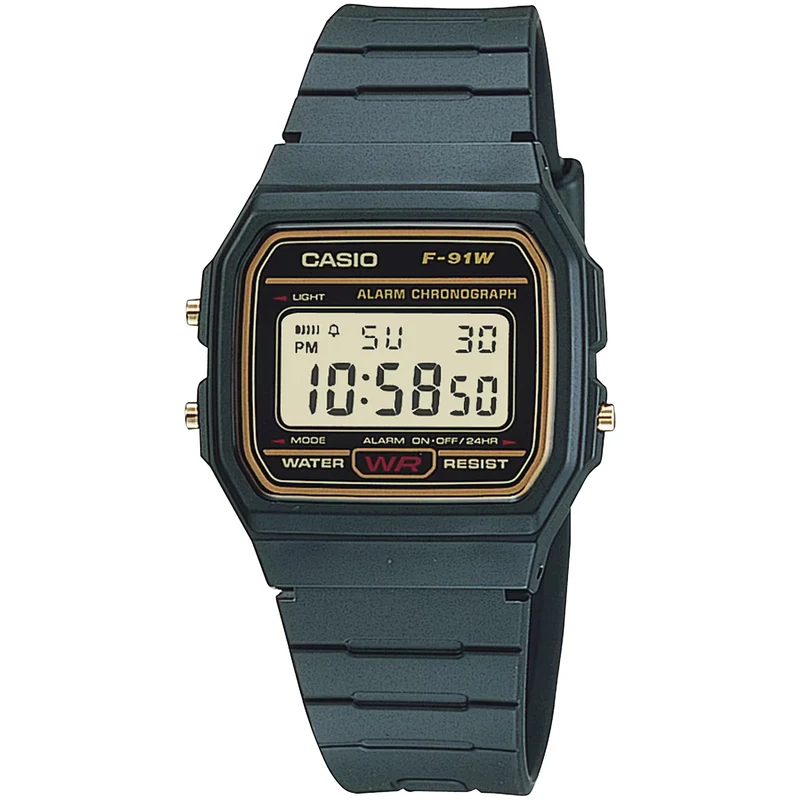 Montre Casio Mixte F-91WG-9Q Quartz Digitale Noir Doré