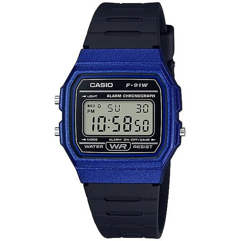 Montre Casio Mixte F-91WM-2A Quartz Digitale Bleu Noir