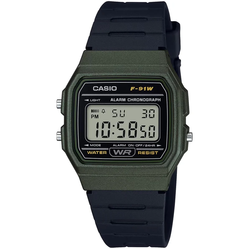 Montre Casio Mixte F-91WM-3A Quartz Digitale Vert Noir